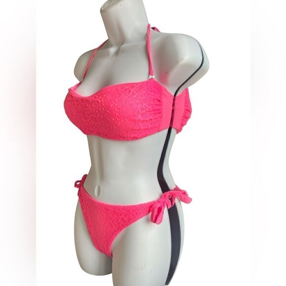 RAE Bikini Swinging Set Bright Pink In Size XL Made In Italy Fit Smaller. - Picture 2 of 5